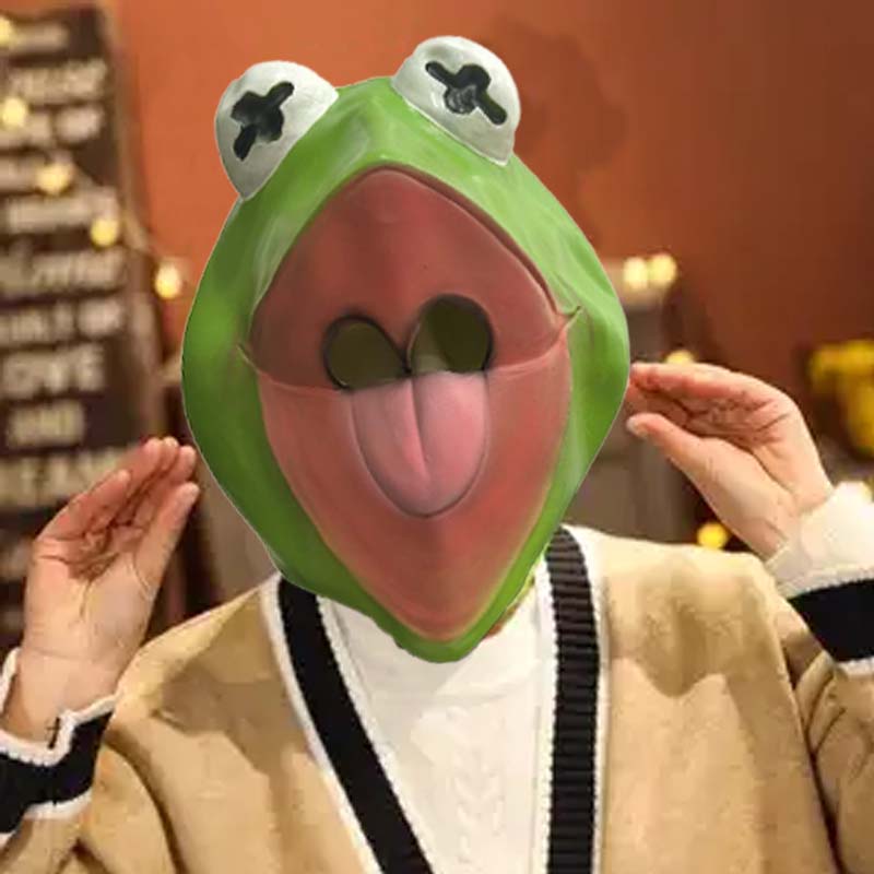 The Kermit Frog Meme Head Mask - Anime Cosplay Meme review and price