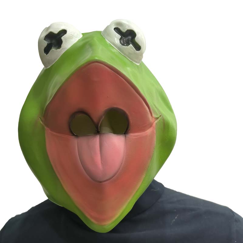 The Kermit Frog Meme Head Mask - Anime Cosplay Meme review and price